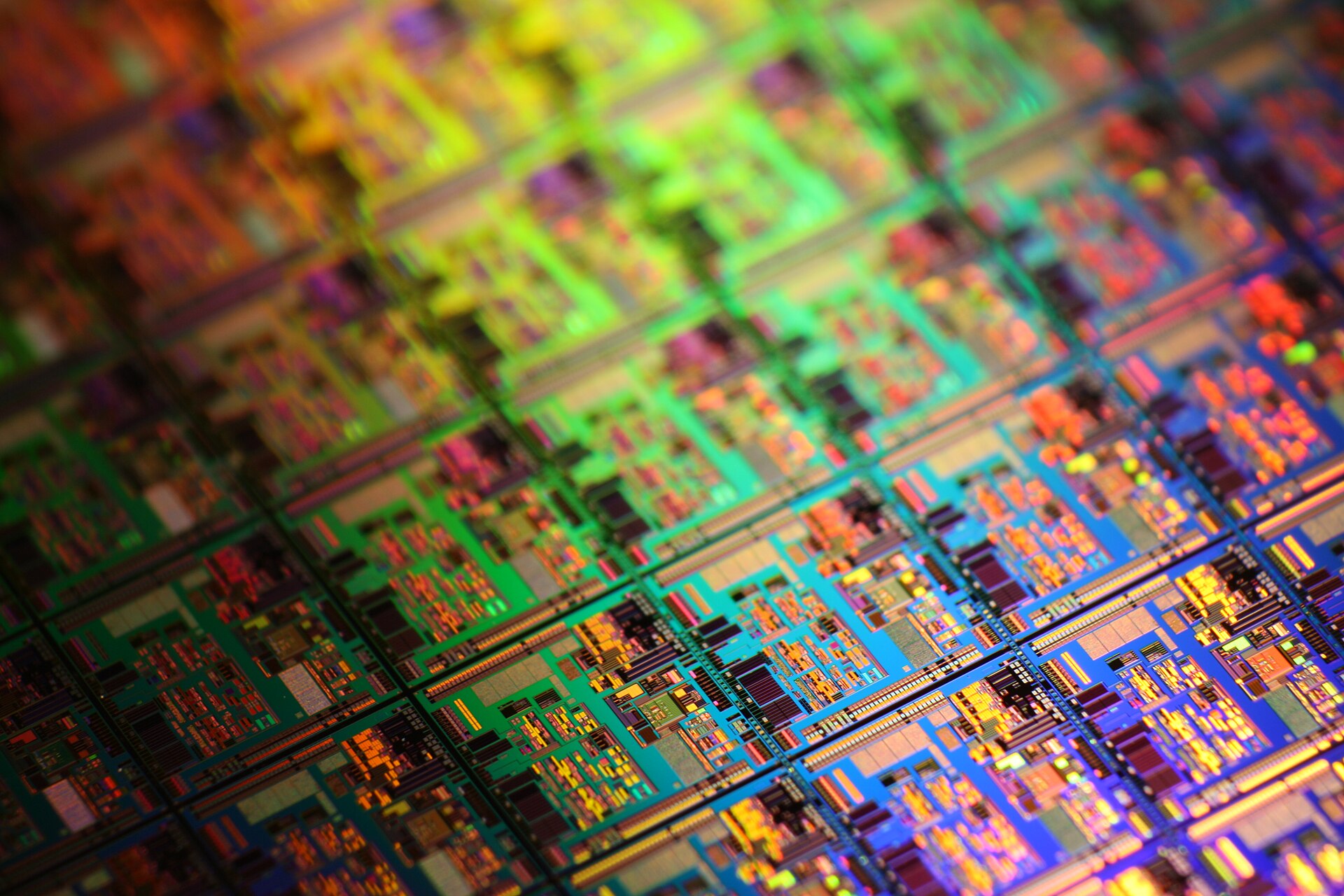 Colorful silicon semiconductor wafer